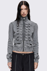 Siege Washed Military Sweat Zip Up Jacket