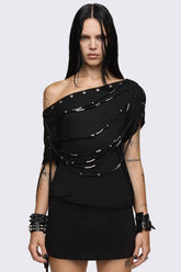 Romie Beaded Off-Shoulder Dress