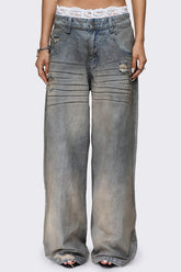 Rift Dirty Blue Straight Baggy Jeans