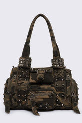 Myrrh Camo Studded Shoulder Bag