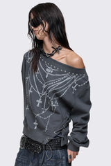 Requiem Graphic Off Shoulder Sweatshirt