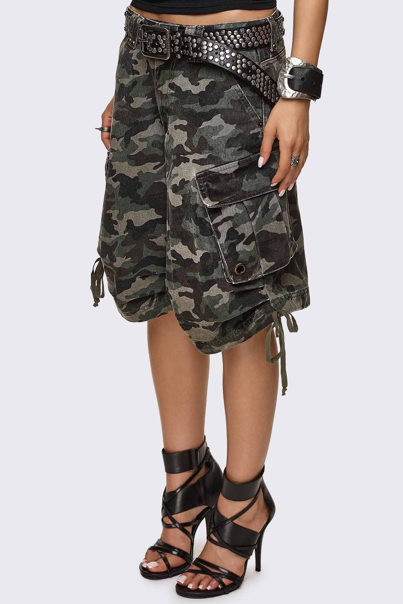 Off Radar Camo Cargo Jorts