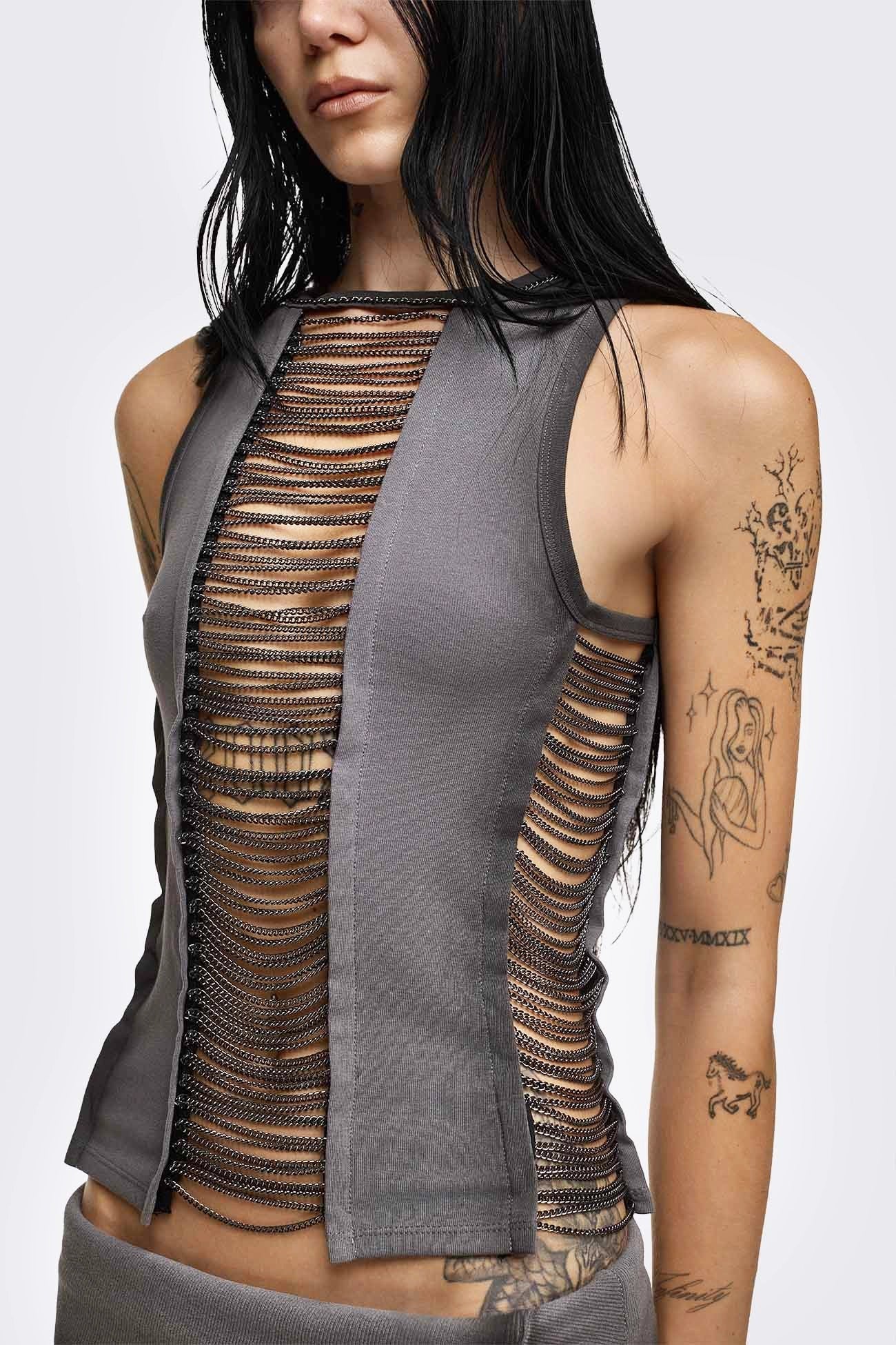 Wired Hanging Chain Cut Out Tank Top