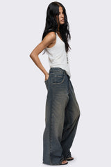 Rift Washed Blue Straight Baggy Jeans