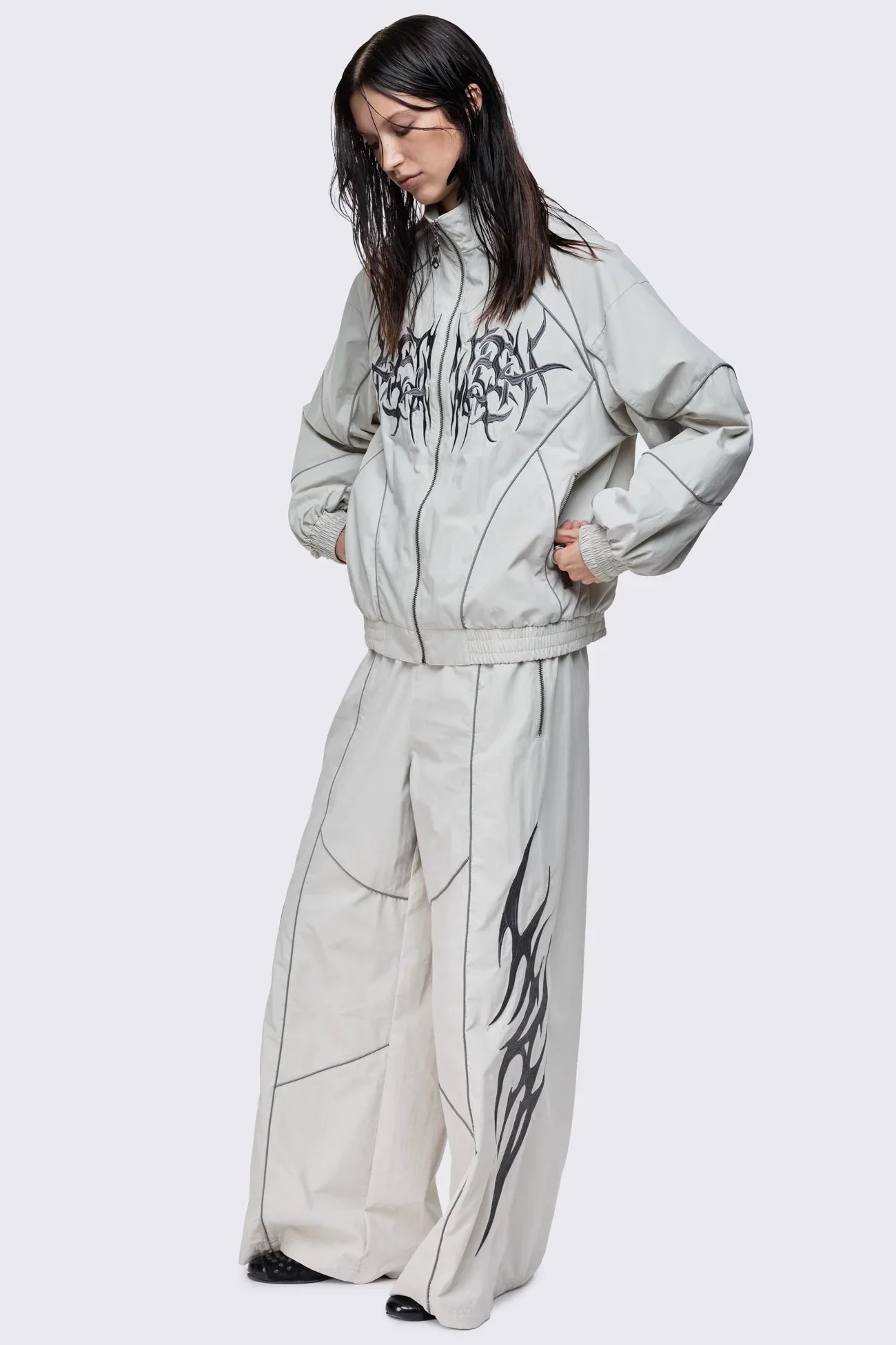 Void Grey Sigil Graphic Windbreaker Jacket