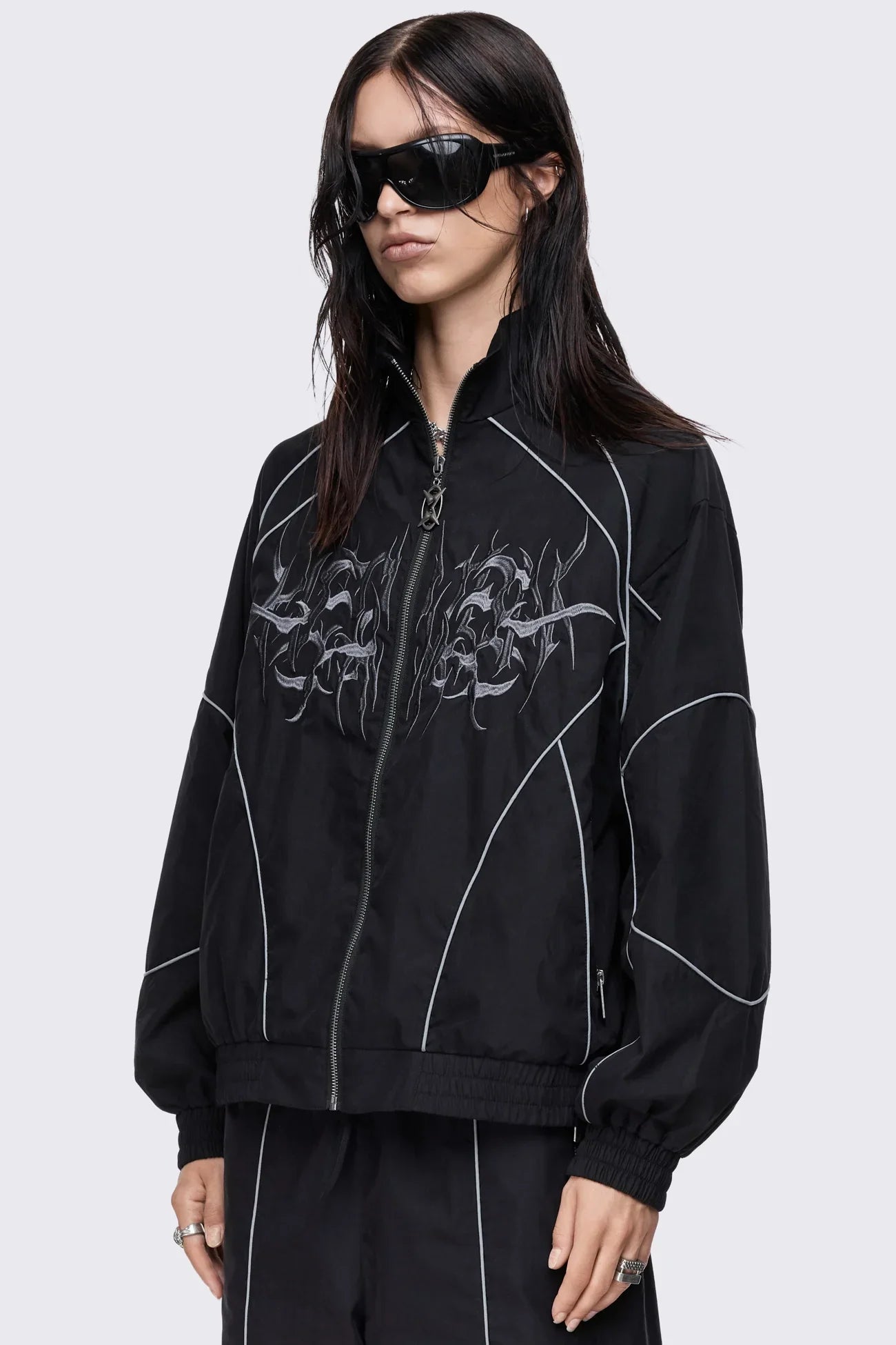 Void Black Sigil Graphic Windbreaker Jacket