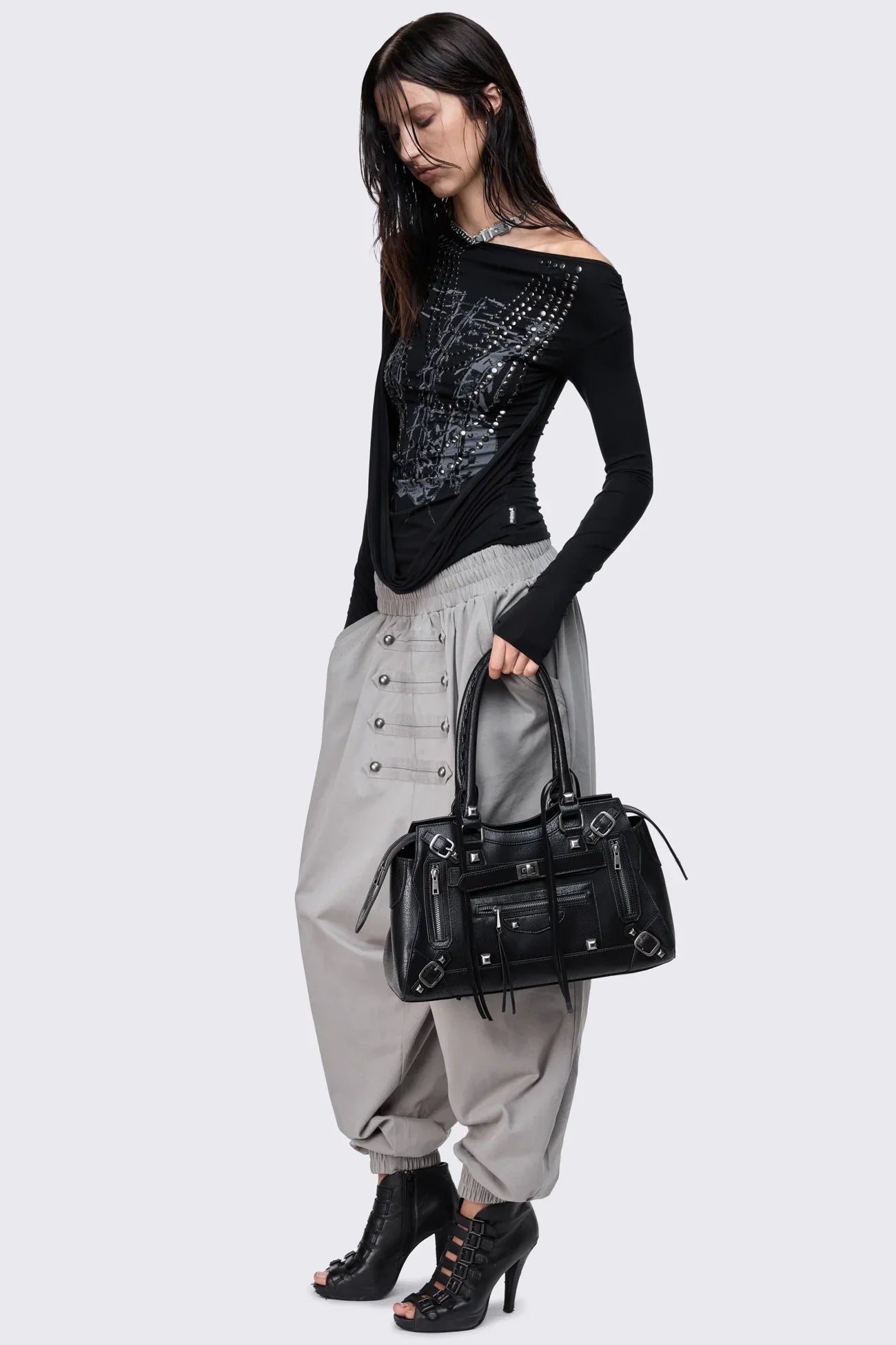 Saboteur Grey Washed Harem Sweatpants