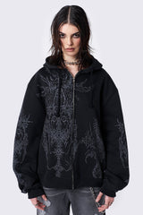 Enigmatic Black Zip Up Hoodie