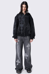 Enigmatic Black Zip Up Hoodie