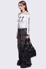 Myrrh Black Studded Faux Leather Shoulder Bag