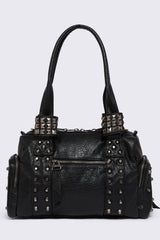 Myrrh Black Studded Faux Leather Shoulder Bag