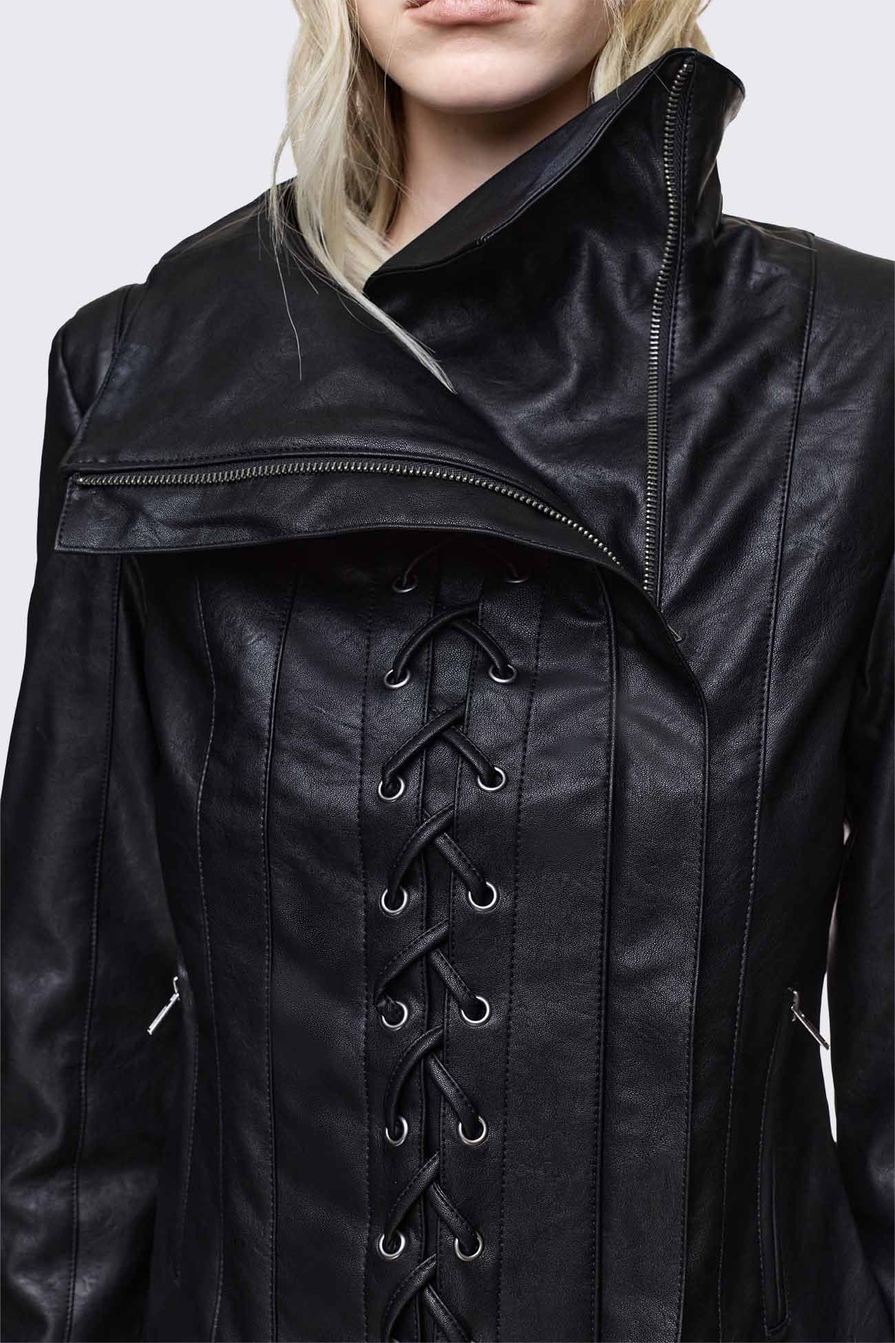 Dimension Lace Up Funnel Jacket