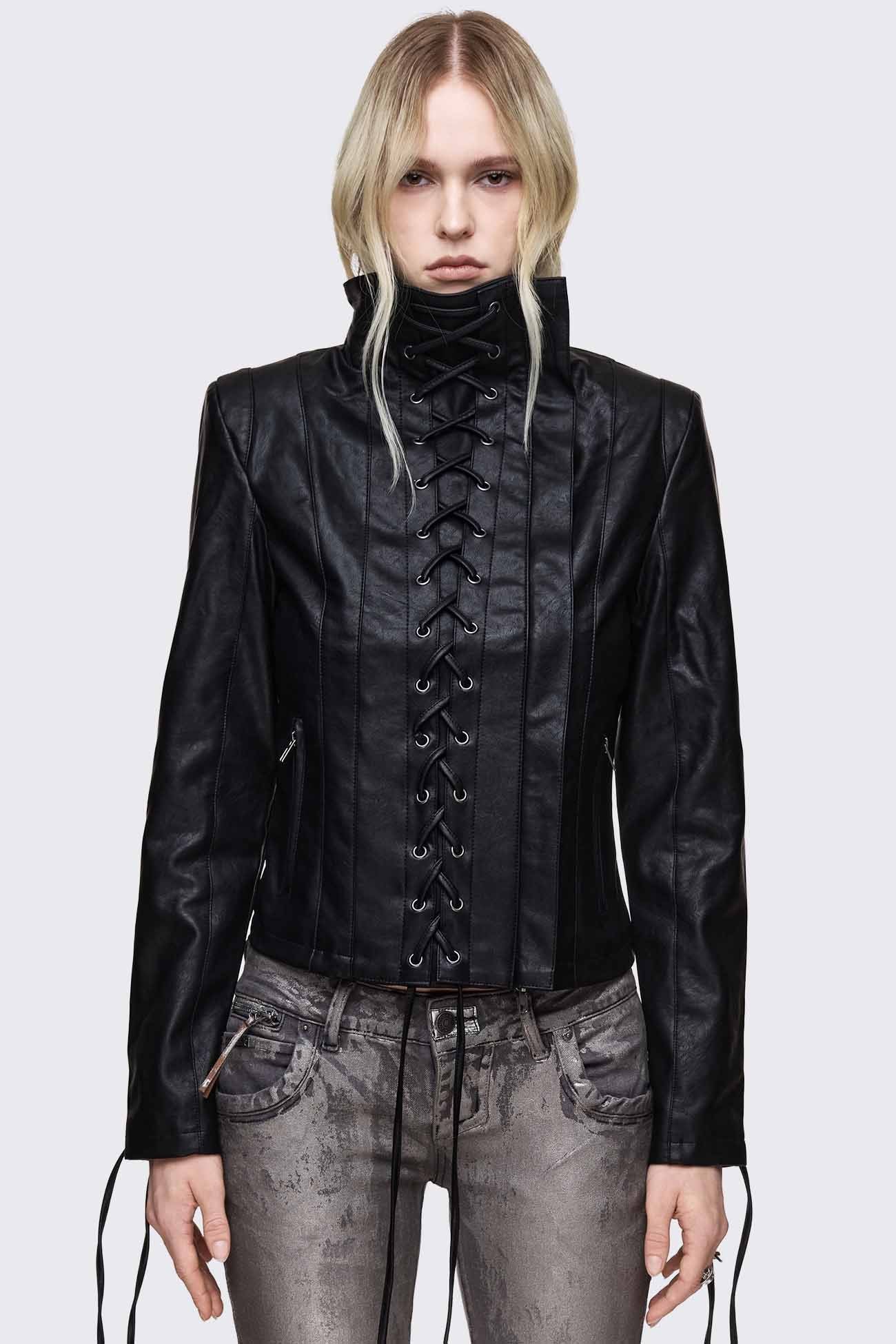 Dimension Lace Up Funnel Jacket