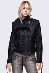 Dimension Lace Up Funnel Jacket