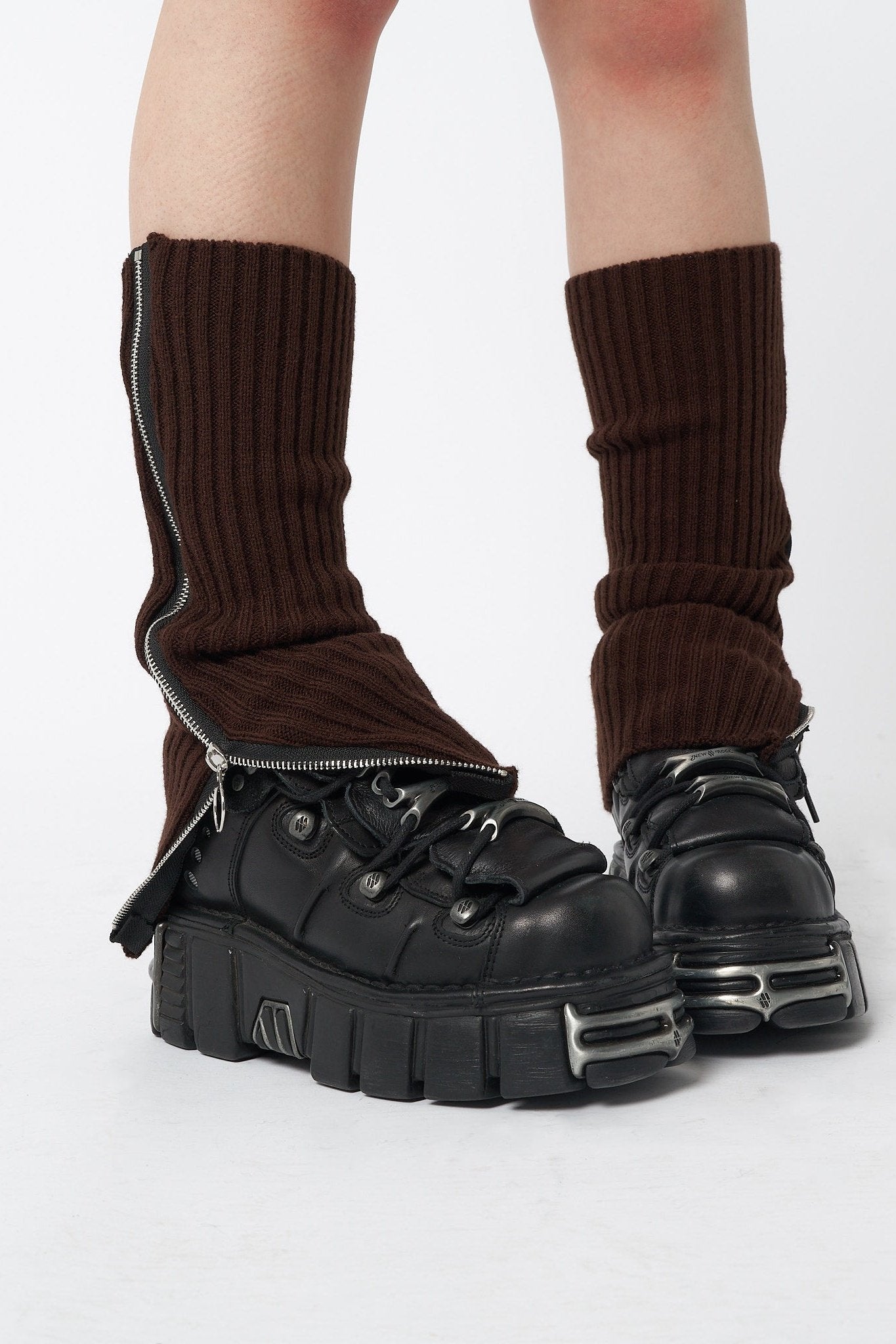 Downtown Brown Zip Up Leg Warmers