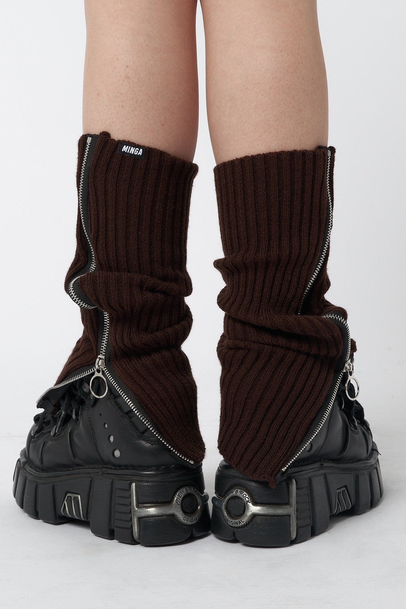 Downtown Brown Zip Up Leg Warmers