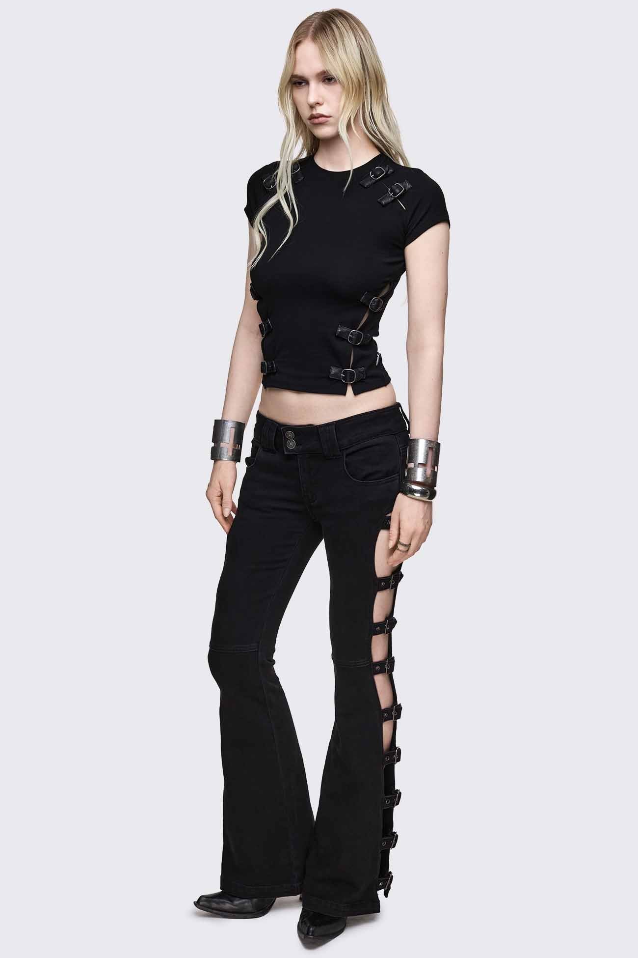 Oblivion Buckle Cut Out Baby Tee