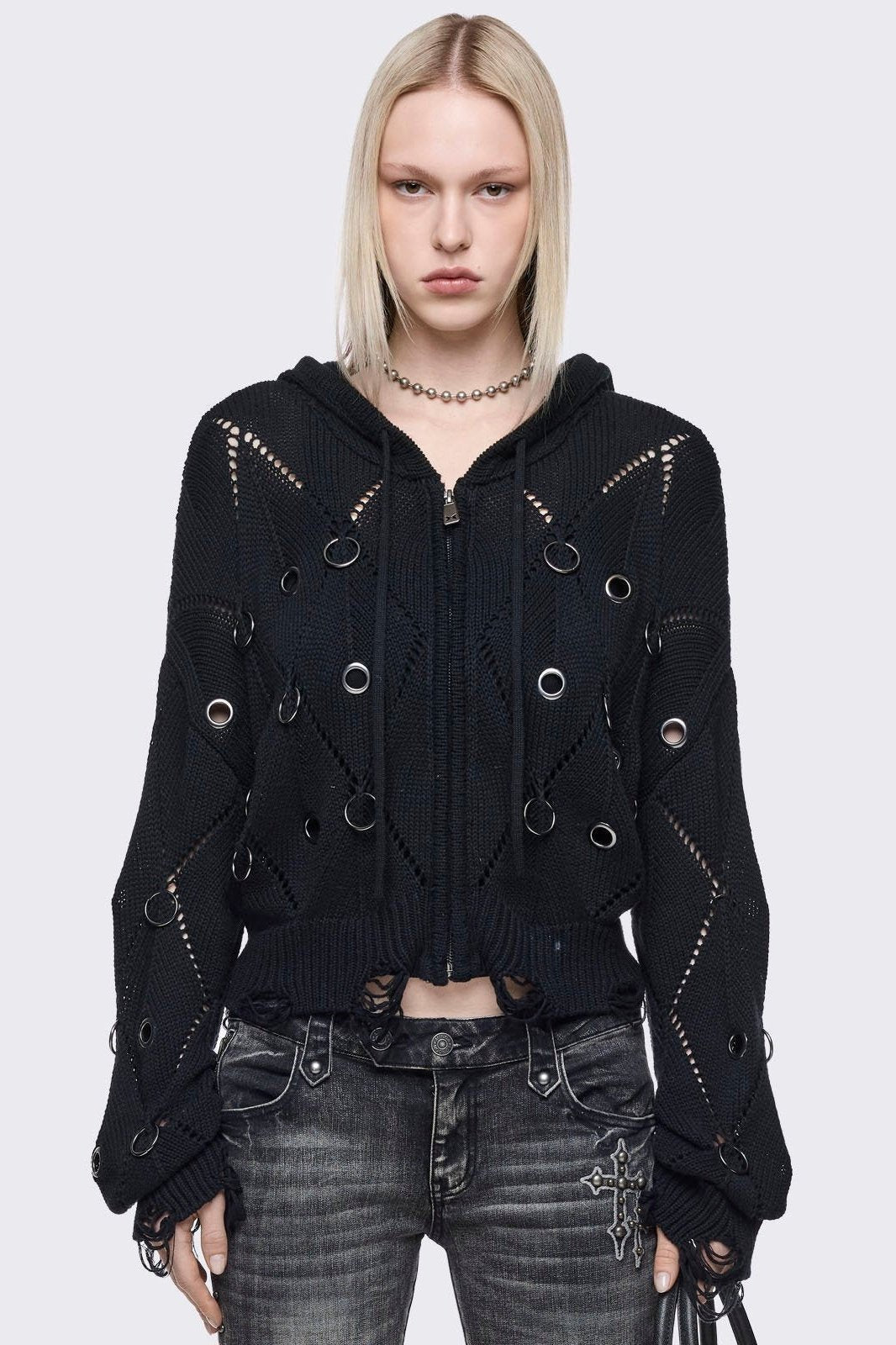 Ruin Knitted Zip-Up Hoodie