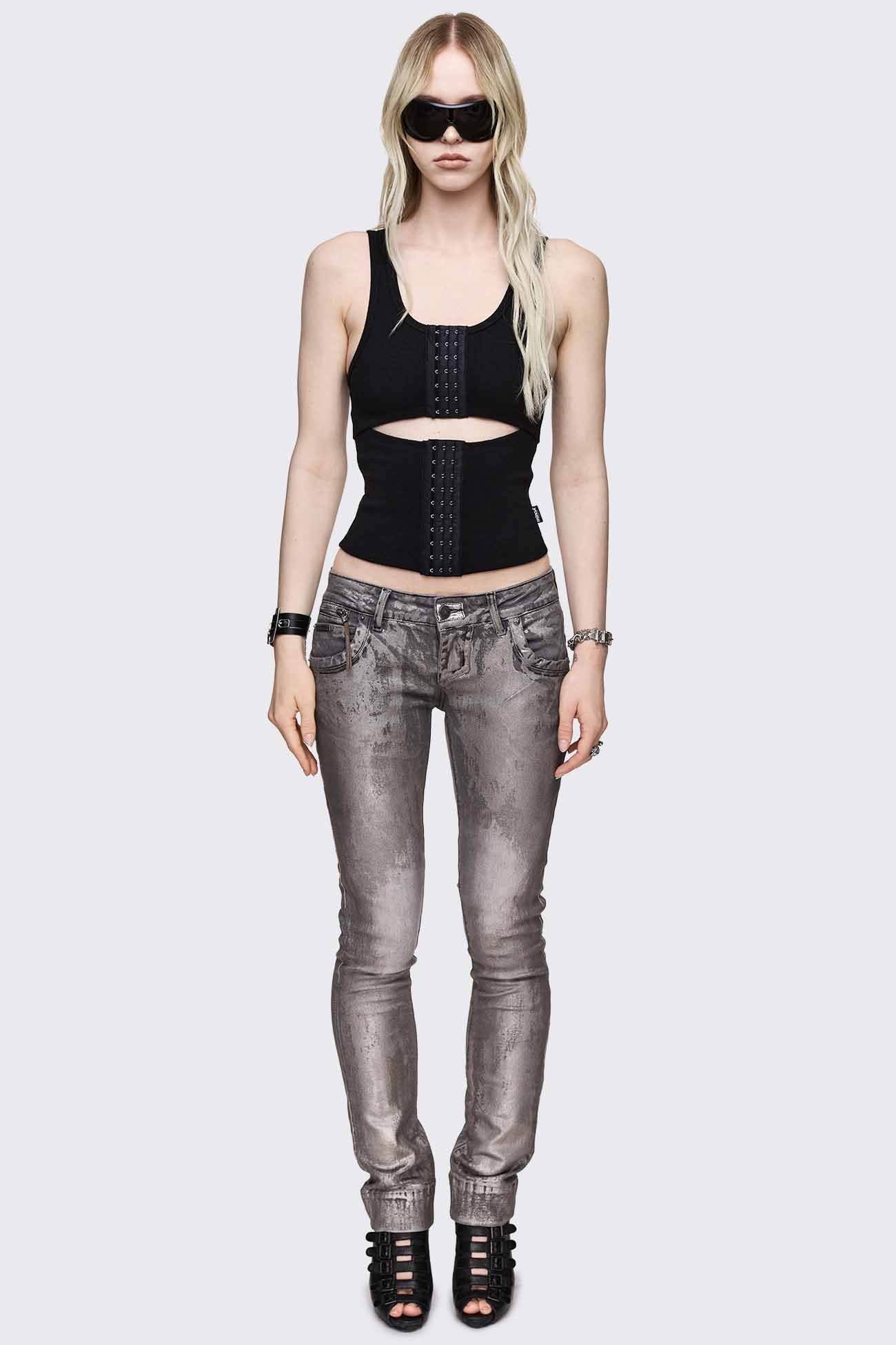 Silas Metallic Coating Slim Jeans