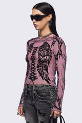 Wing It Pink Mesh Top